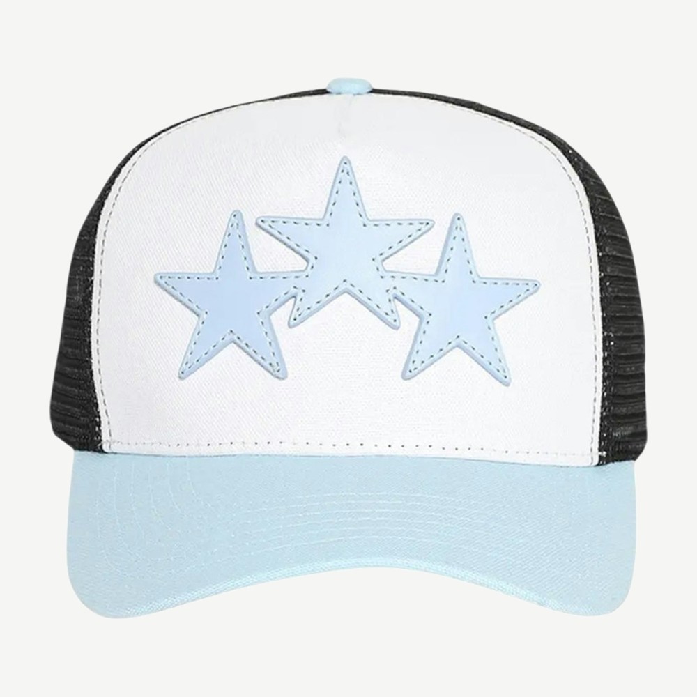3 Star Trucker Cap White Blue