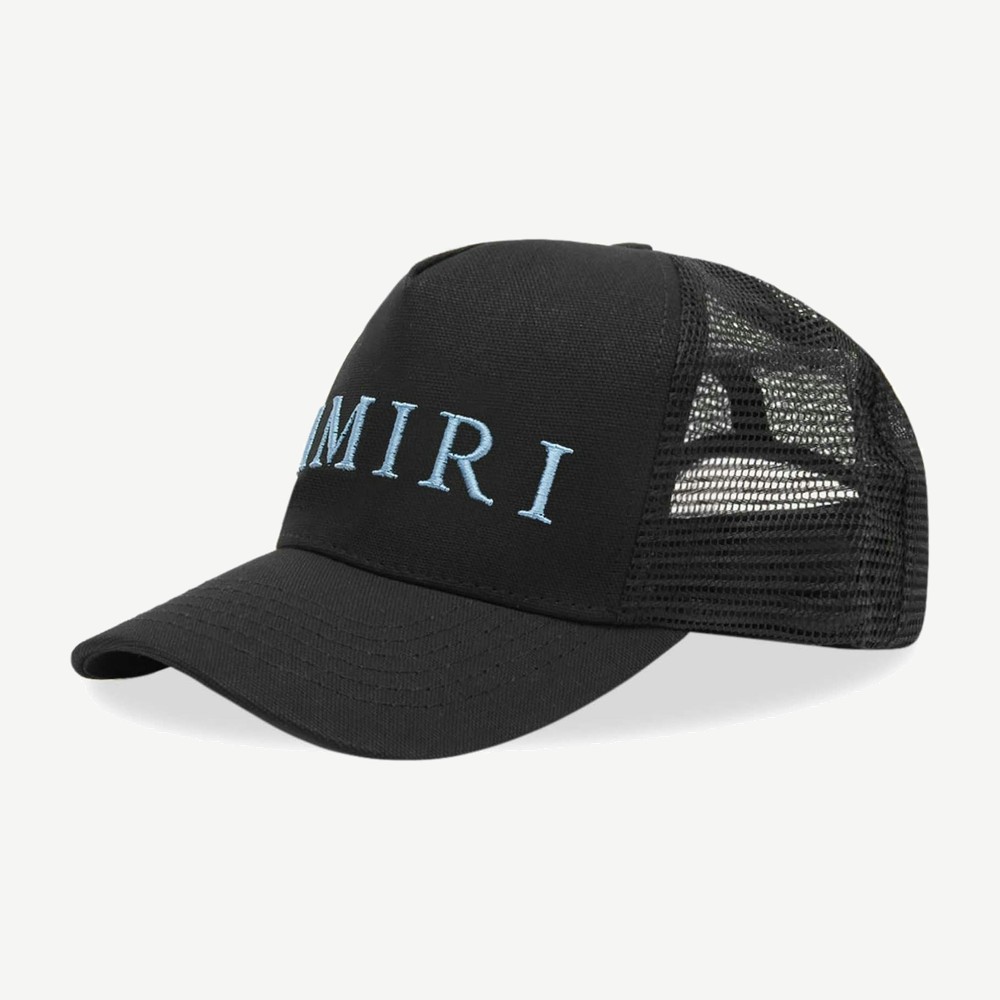 Embroidered Logo Trucker Cap Black Carolina Blue