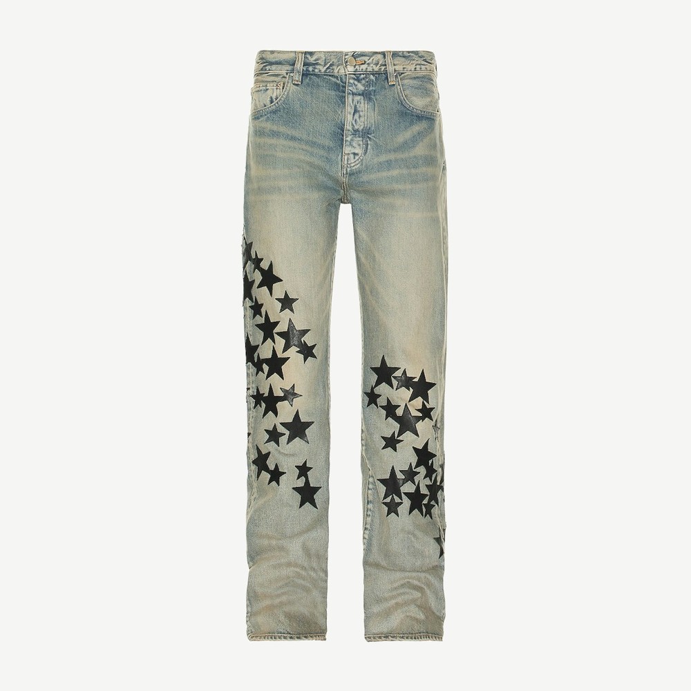 Leather Star Straight Jeans Clay Indigo