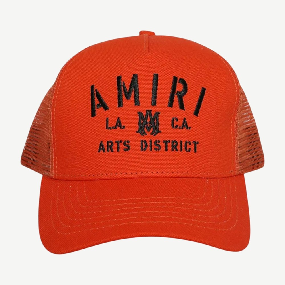 Stencil Trucker Hat Orange Black