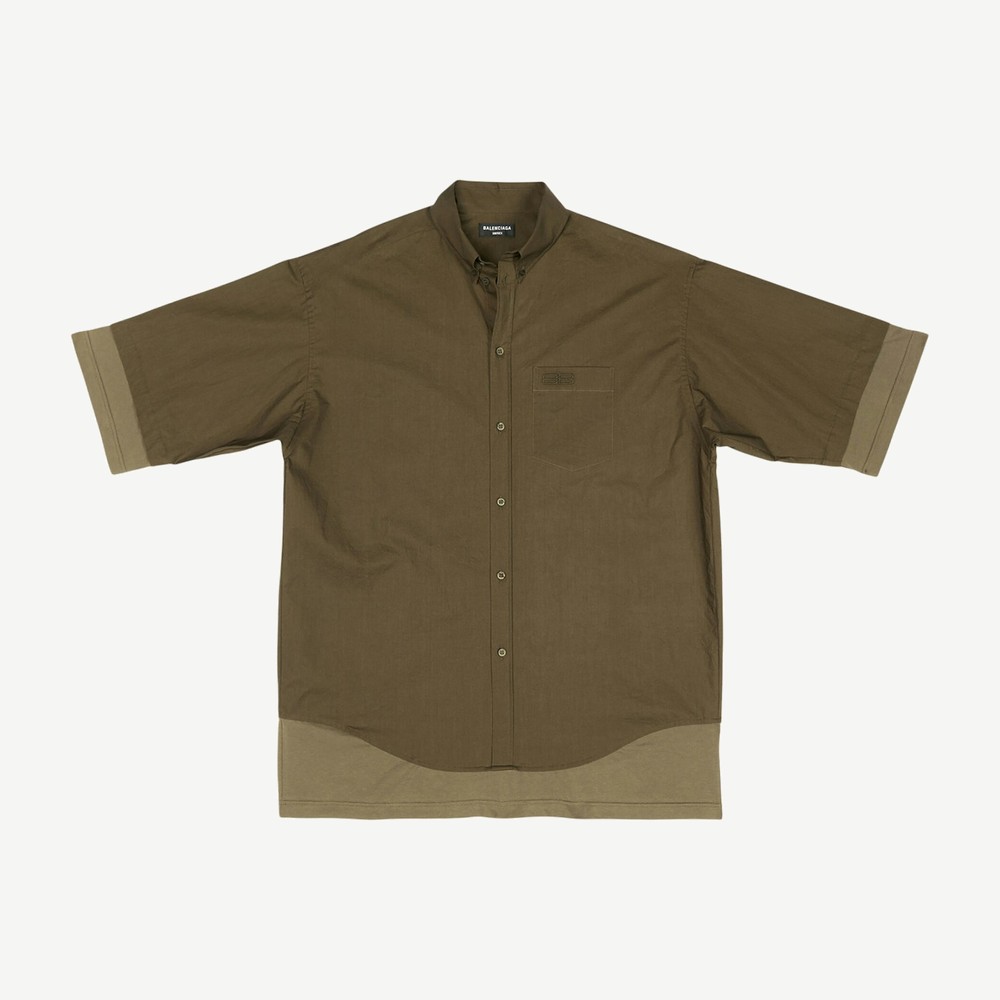 Bb Icon Layered Short Sleeve Large Fit Shirt Dark Green