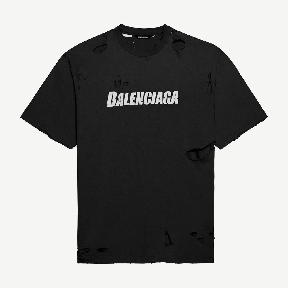 Caps Destroyed Flatground T Shirt Black V