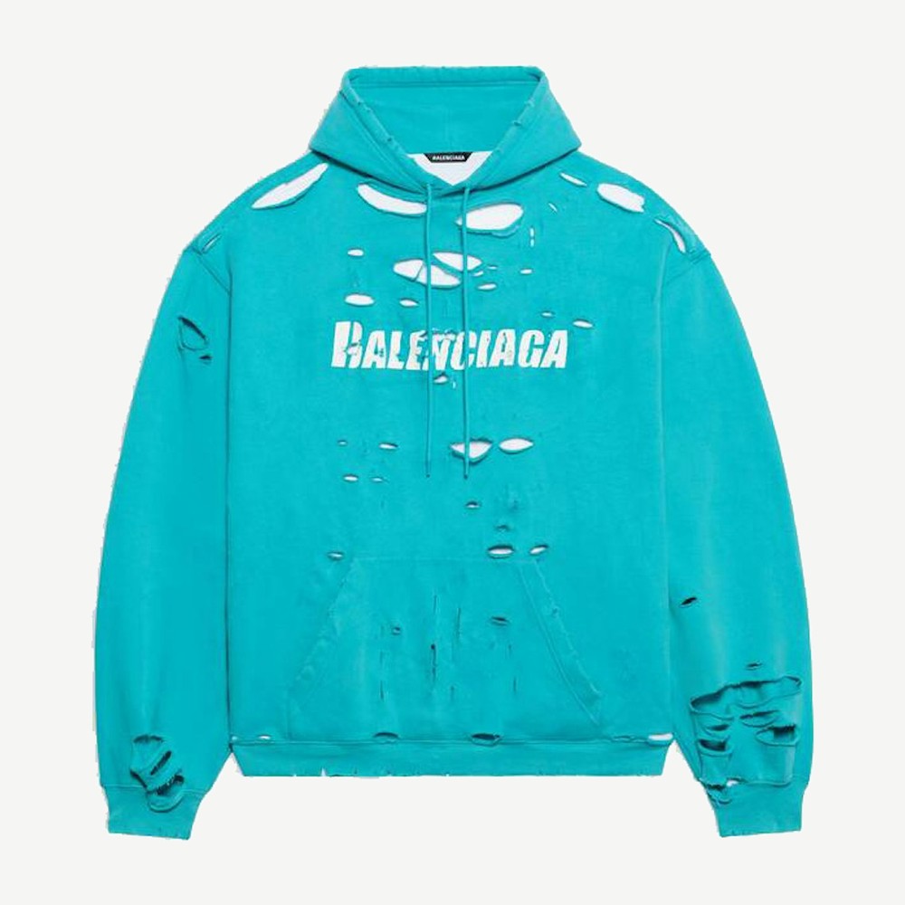 Caps Destroyed Hoodie Navy White