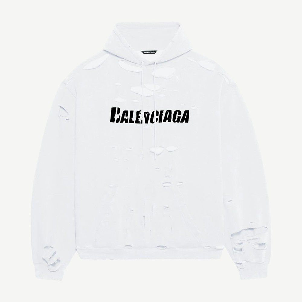 Caps Destroyed Oversize Fit Hoodie White Black