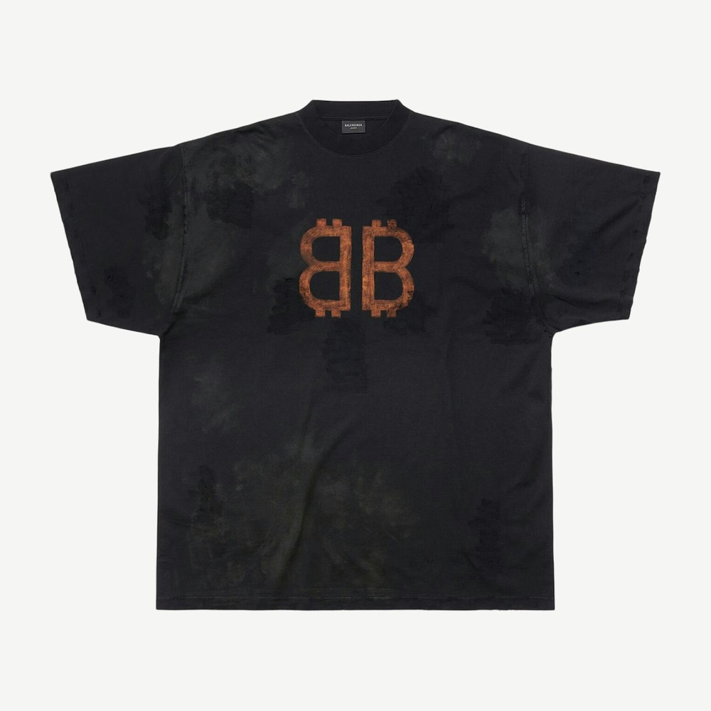 Crypto Oversized T Shirt Black Faded