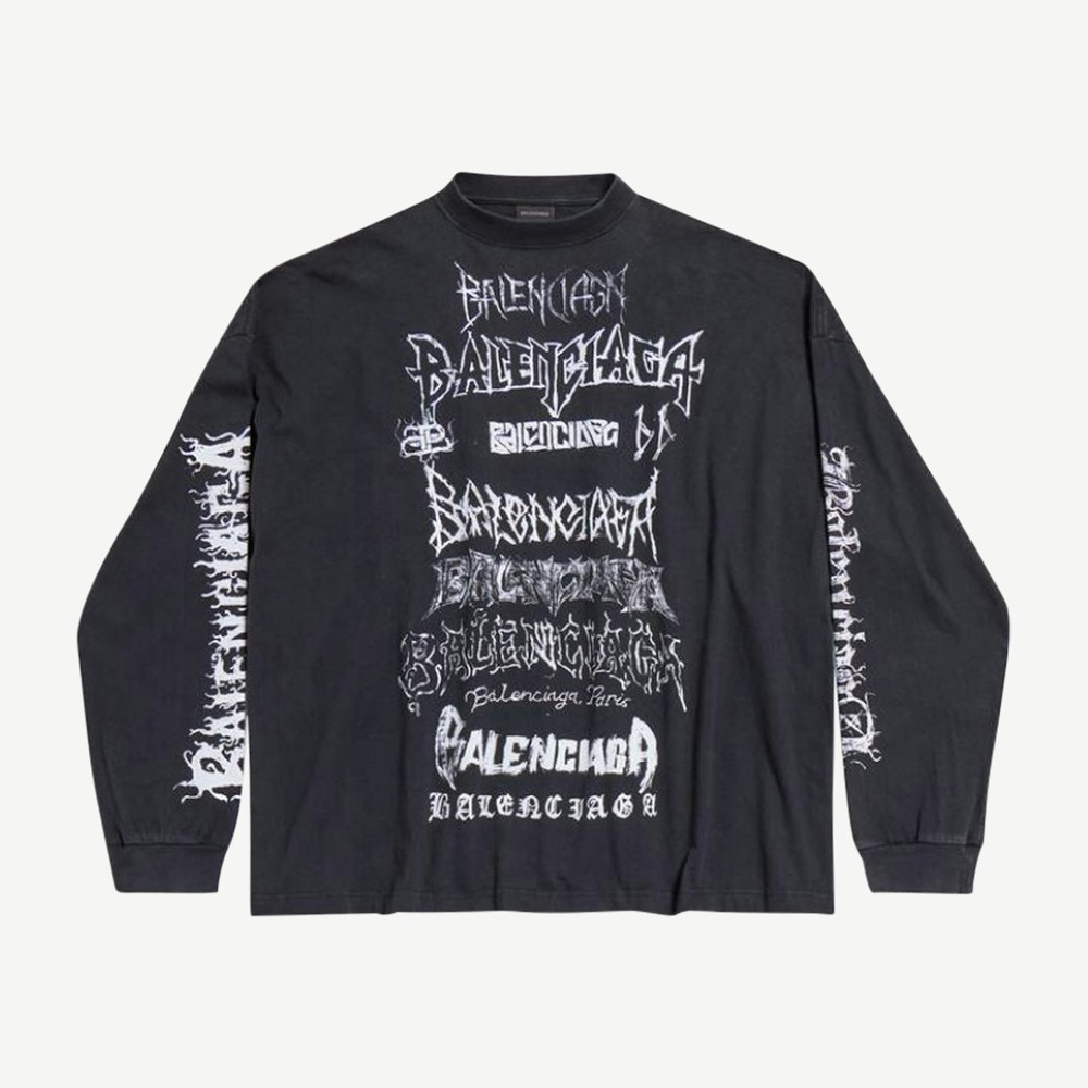 Diy Metal Longsleeve Medium Fit T Shirt Black White