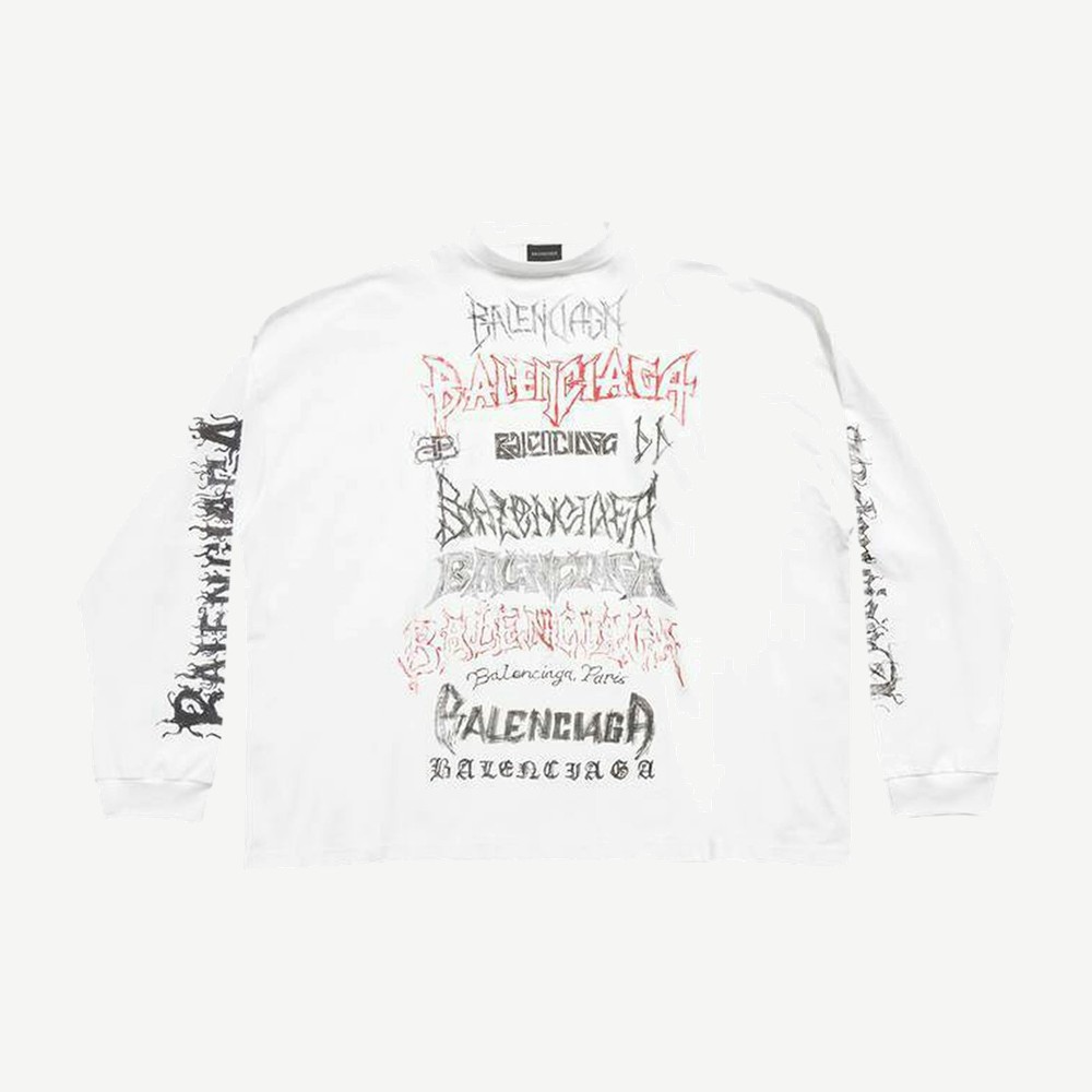 Diy Metal Longsleeve Medium Fit T Shirt White Black Red