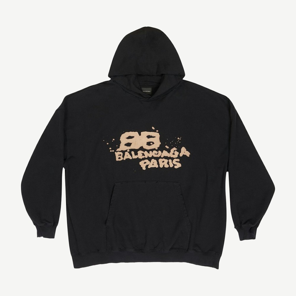 Hand Drawn Bb Icon Large Fit Hoodie Black