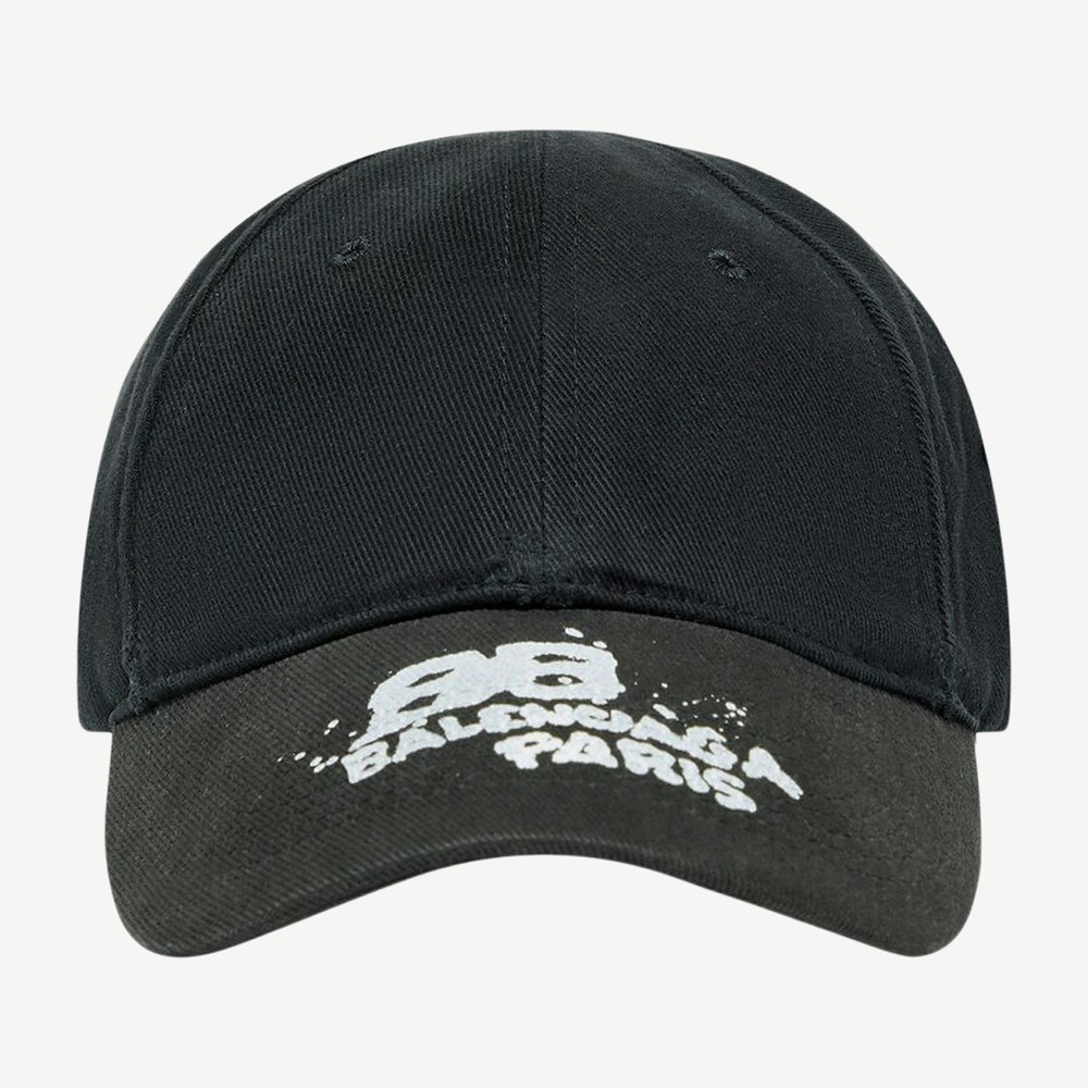 Hand Drawn Bb Icon Velcro Tab Cap Black White