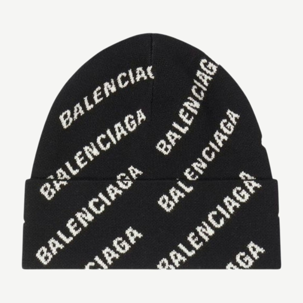 Mini Allover Logo Beanie Black White