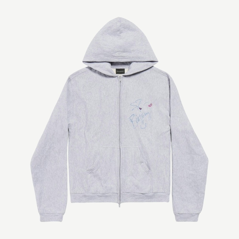 Music Britney Spears Series Zip Up Hoodie Regular Fit Light Grey