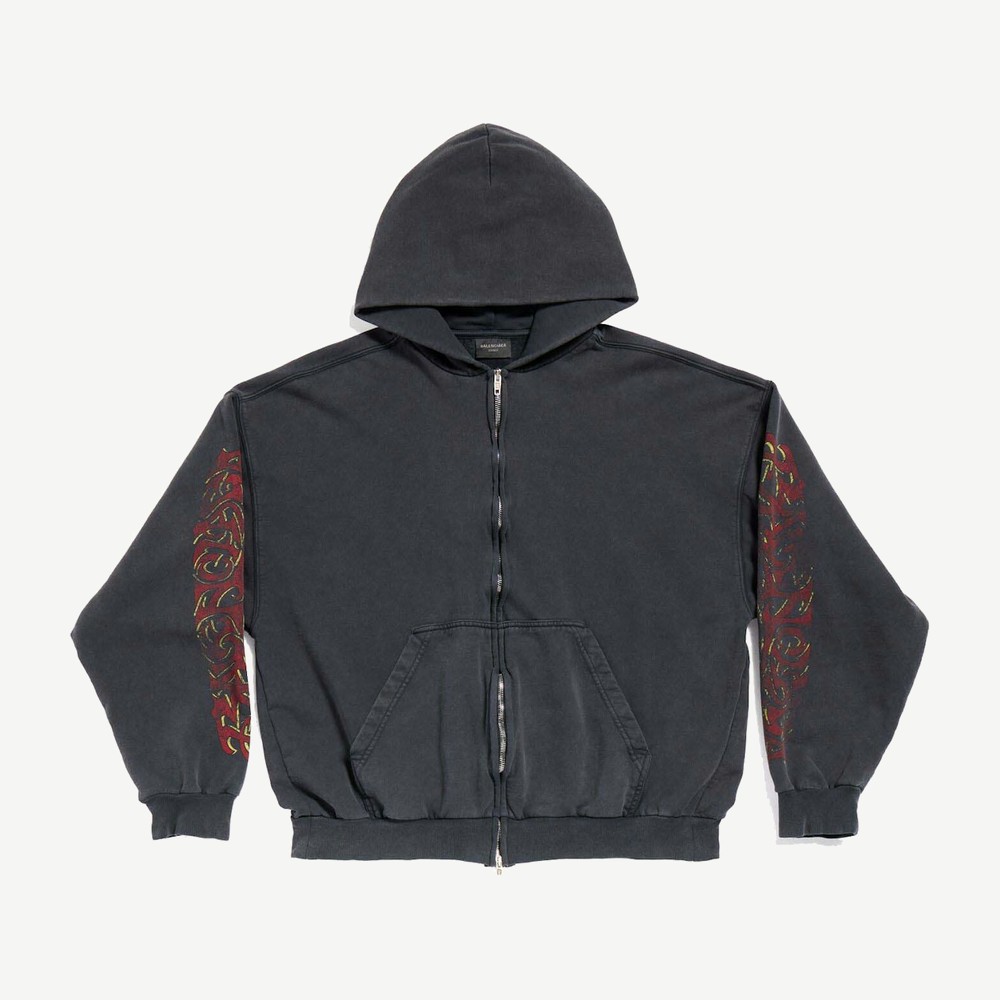 Offshore Zip Up Hoodie Medium Fit Black Faded