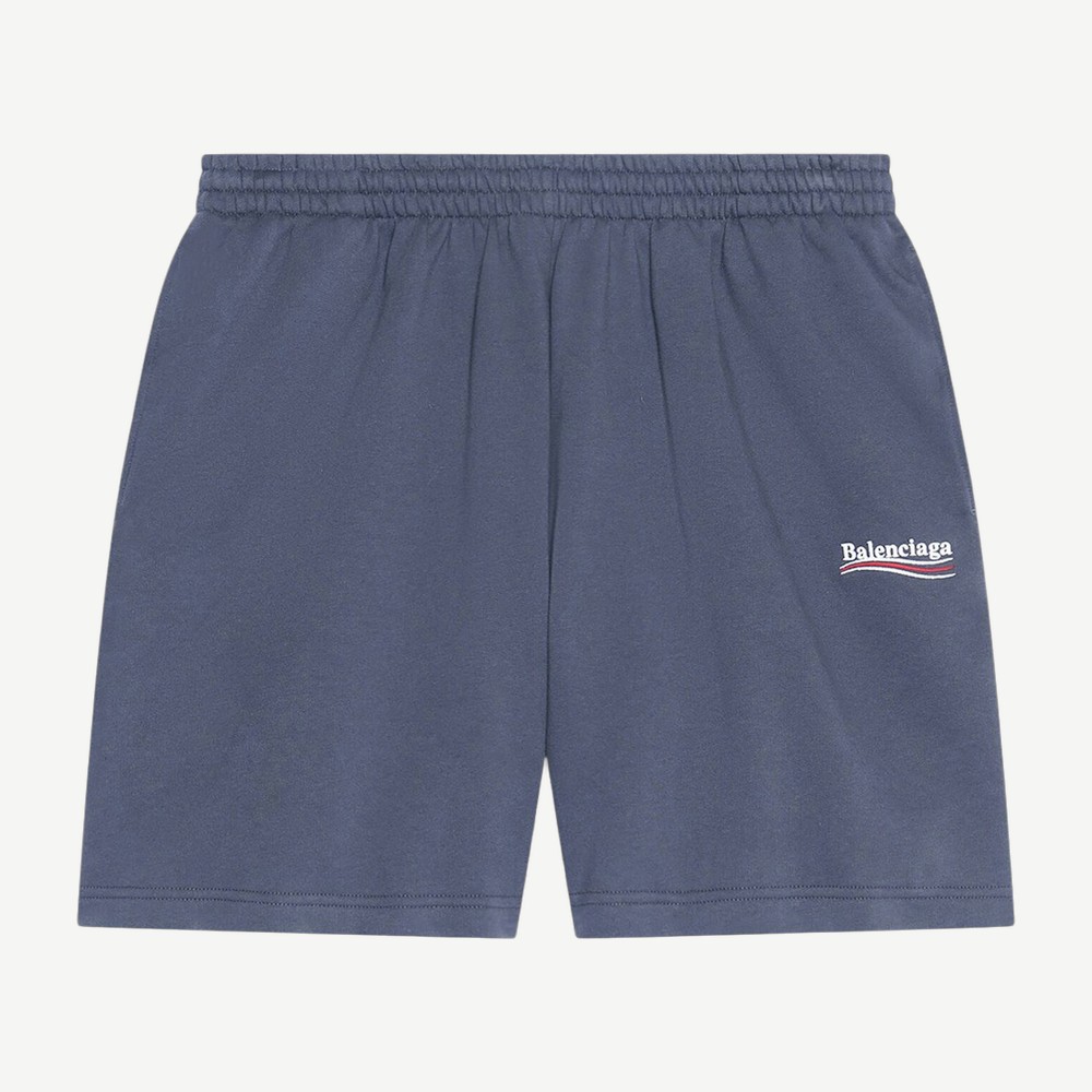 Political Campaign Large Fit Sweat Shorts Dark Grey White