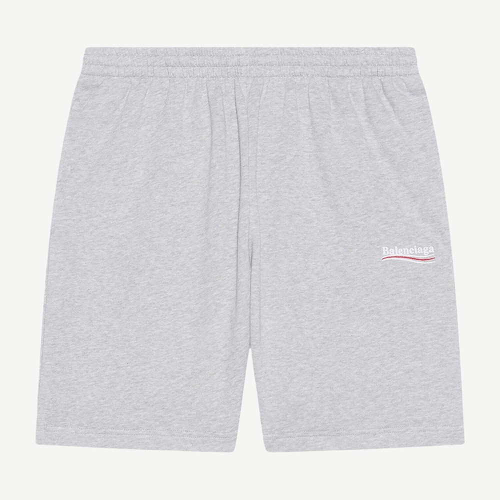 Political Campaign Large Fit Sweat Shorts Grey White Red