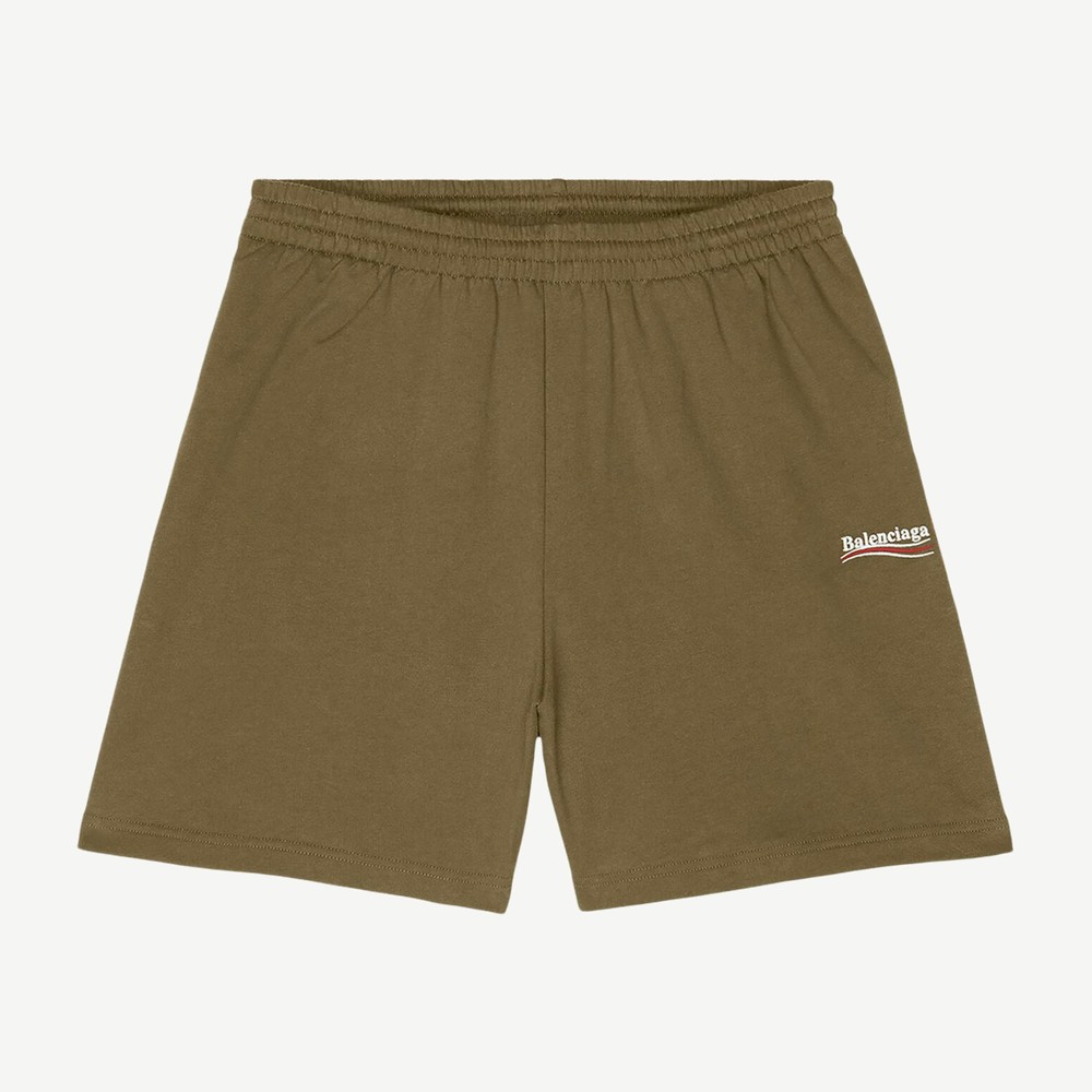 Political Campaign Large Fit Sweat Shorts Khaki White Red