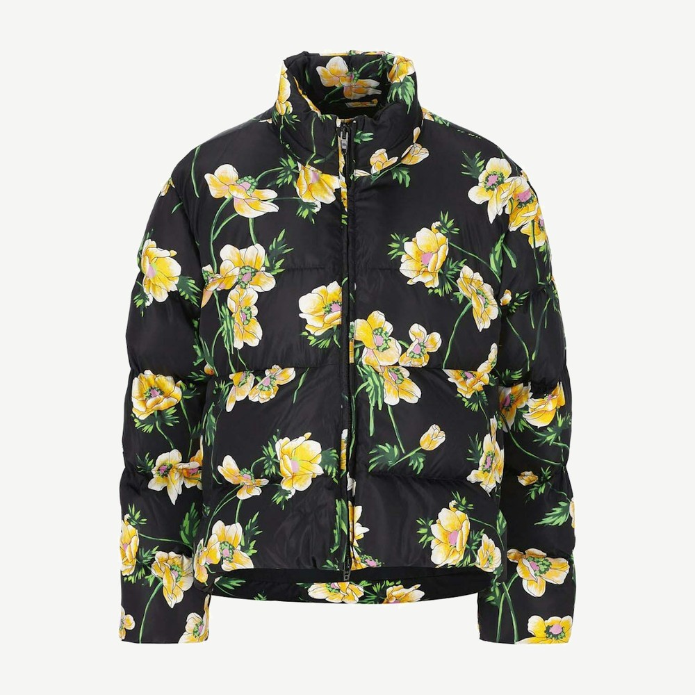 Short Down Jacket Black Yellow