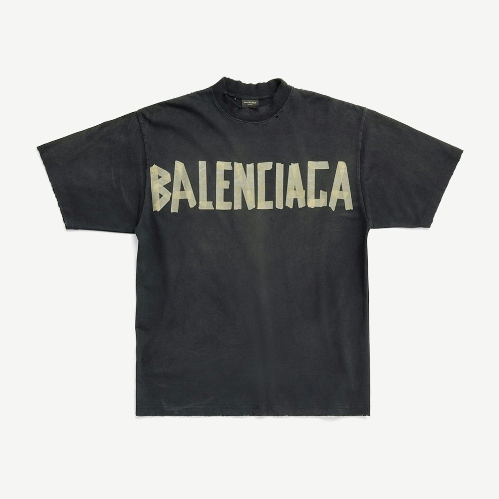 Tape Type Medium Fit T Shirt Black Faded