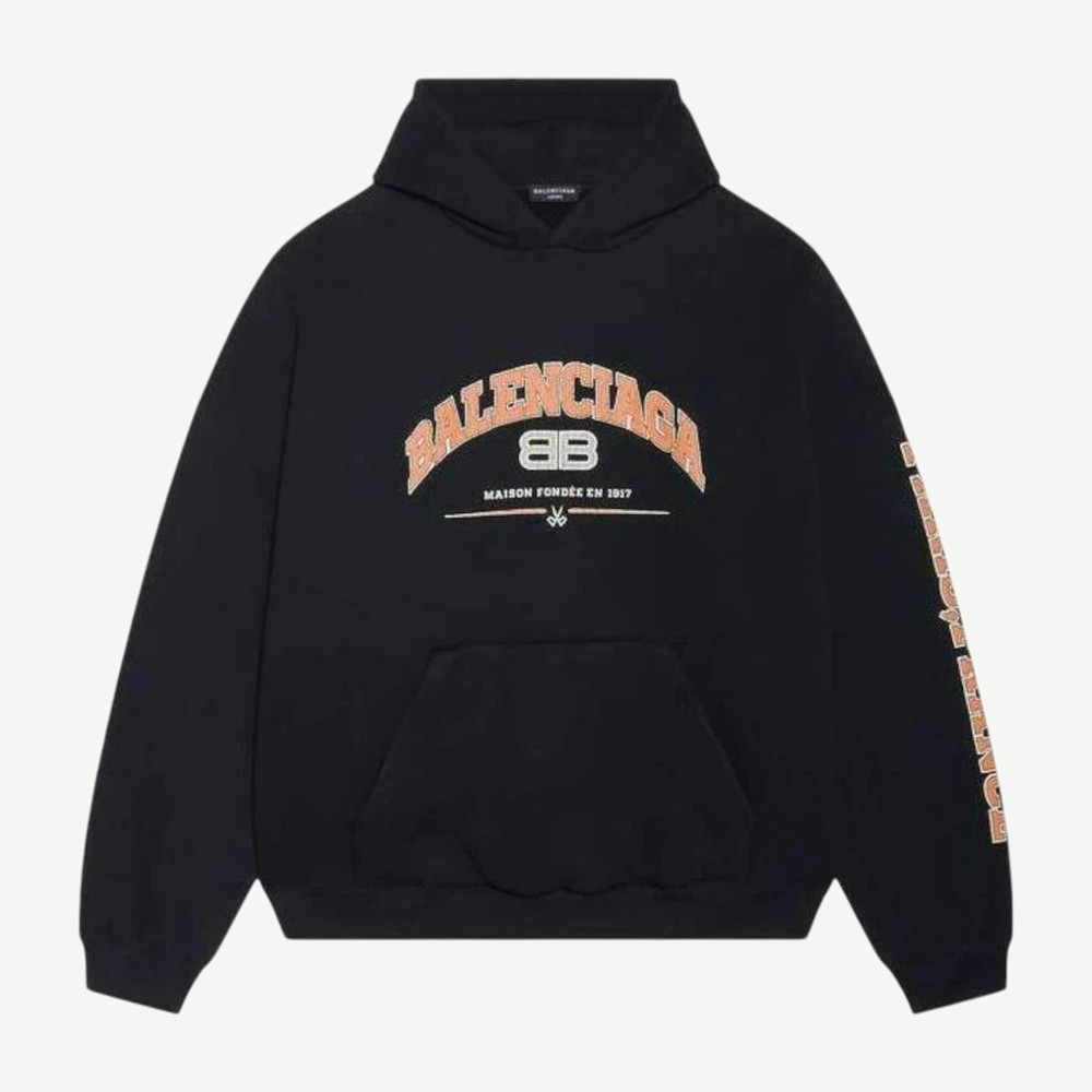 Wide Fit Hoodie Black Orange White