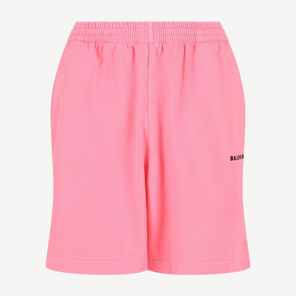 Womens Logo Print Sweat Shorts Fluo Pink Black