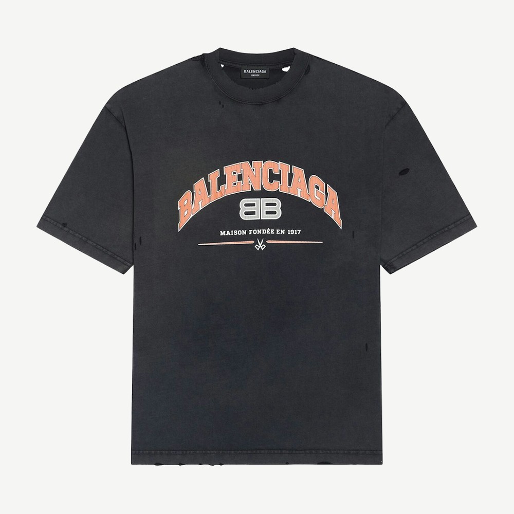 Womens Maison Balenciaga Medium Fit T Shirt Black Orange White
