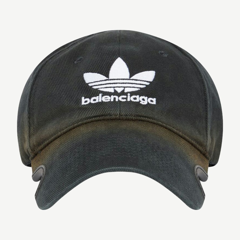 X Adidas Trefoil Balenciaga Logo Cap Black White