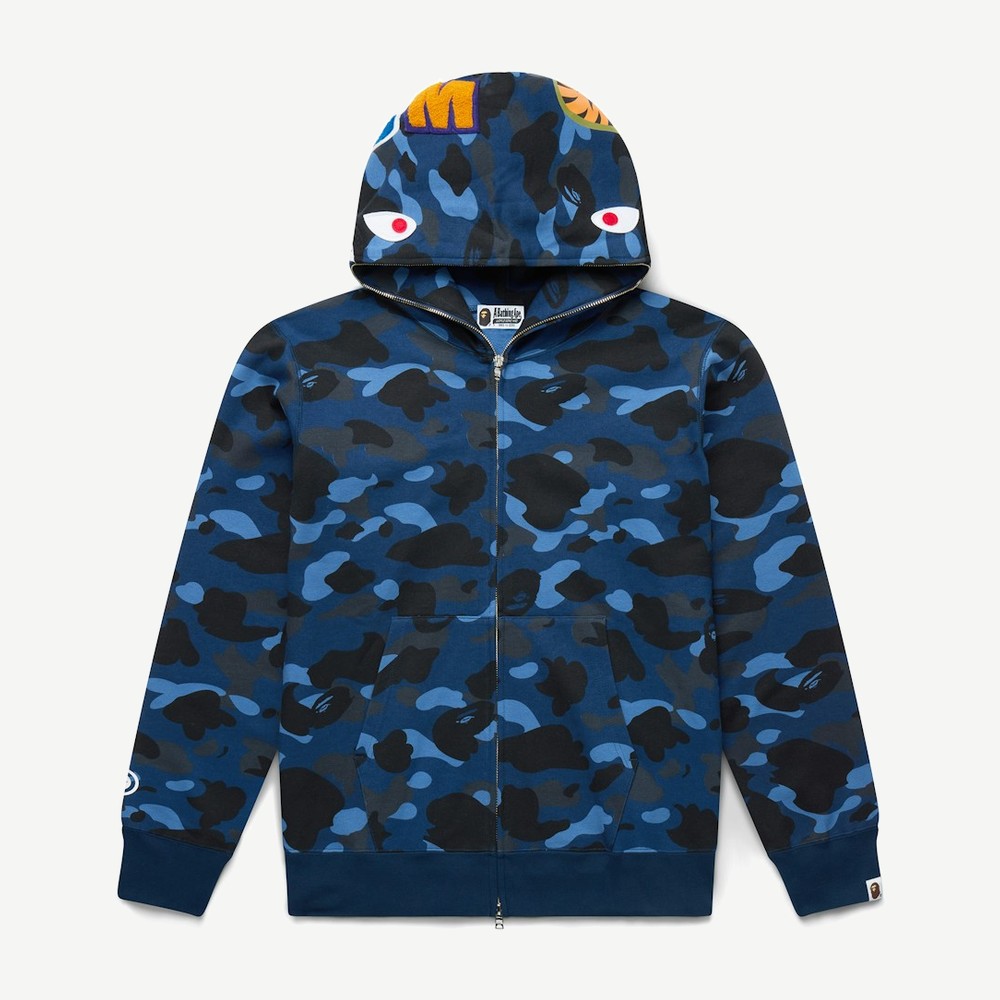 Color Camo Shark Full Zip Hoodie Blue