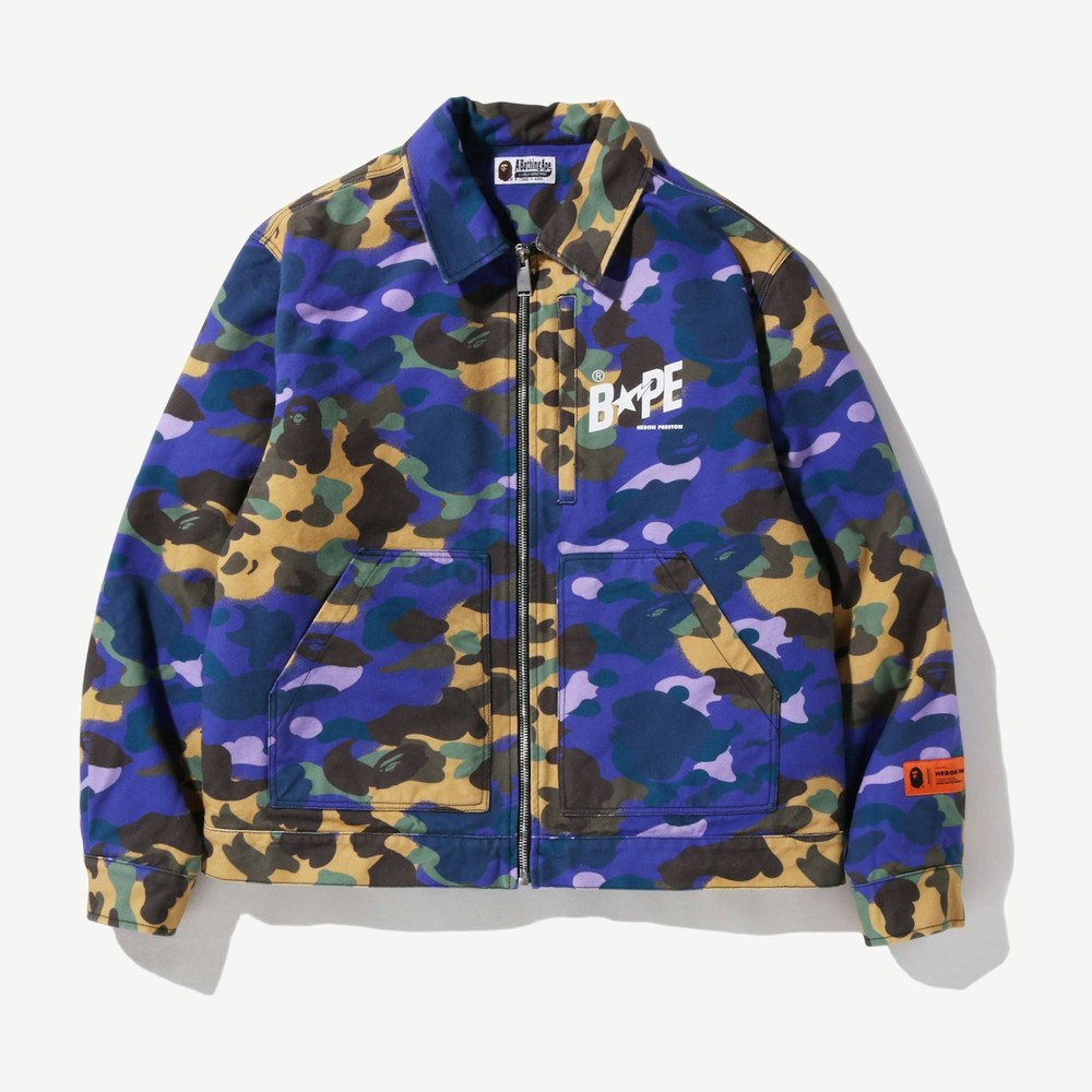 X Heron Preston Mix 1st Camo Duck Trucker Jacket Purple