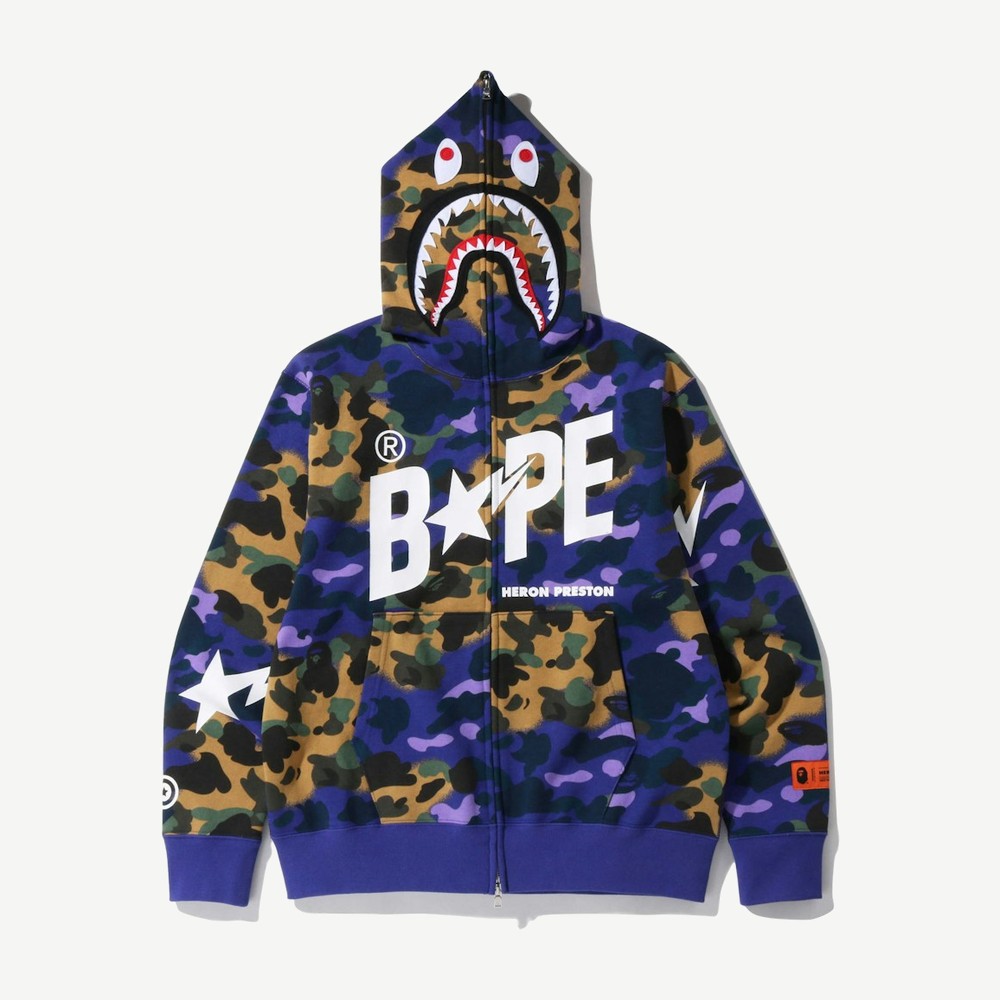 X Heron Preston Mix 1st Camo Shark Relaxed Fit Full Zip Hoodie P