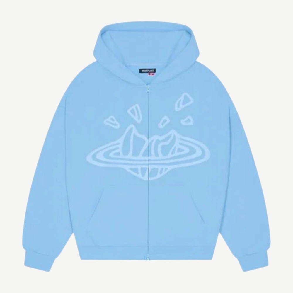 Market Sky Blue Zip Up Hoodie Sky Blue