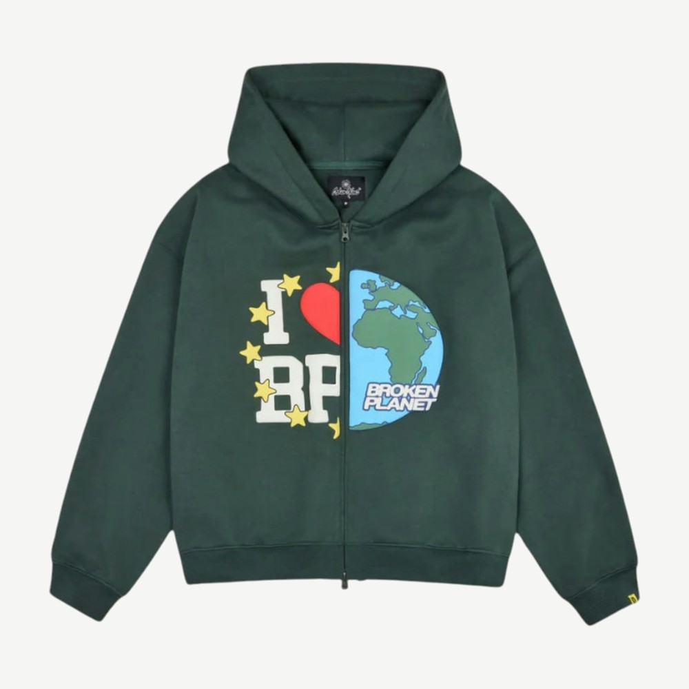 My Planet Zip Up Hoodie Green