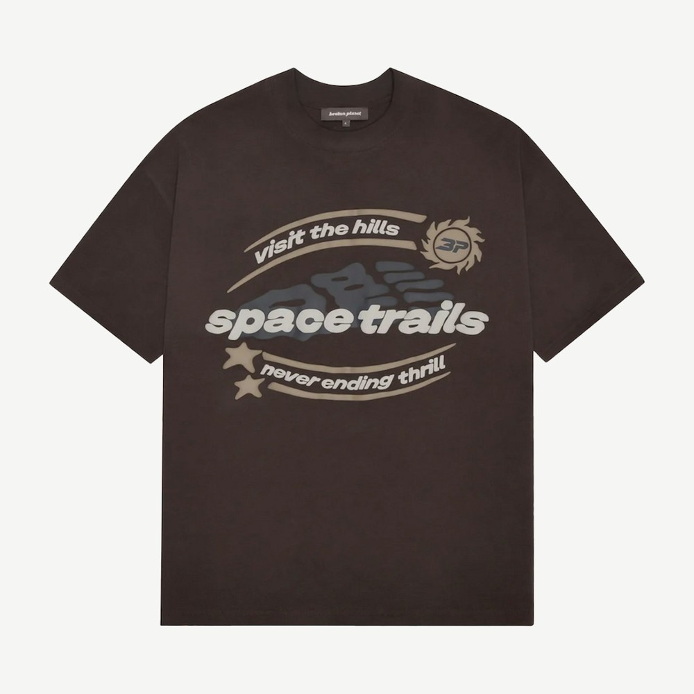 Space Trails T Shirt Mocha Brown