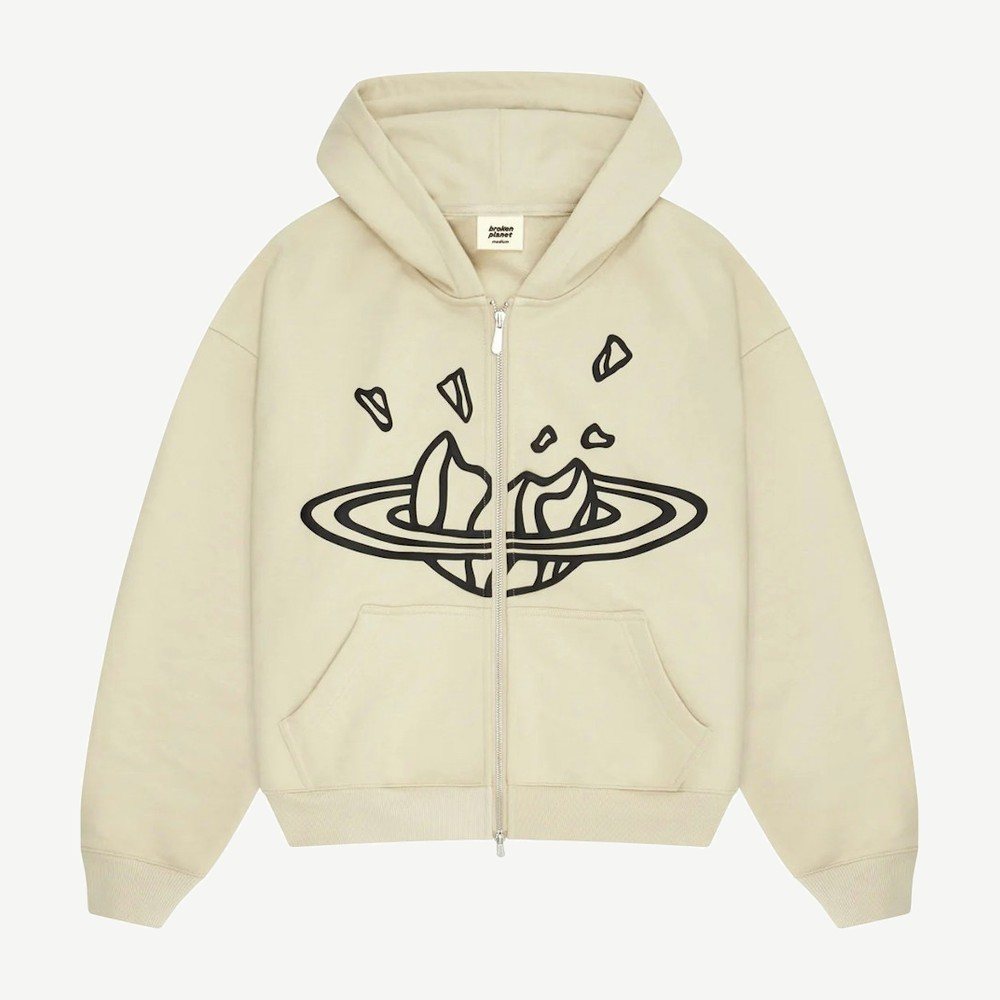 Zip Up Hoodie Bone White
