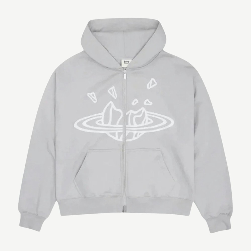 Zip Up Hoodie Stone Grey
