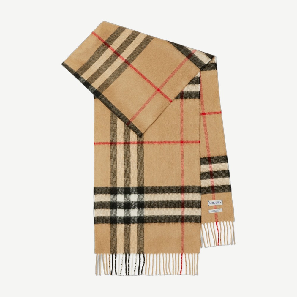 Check Cashmere Scarf Archive Beige