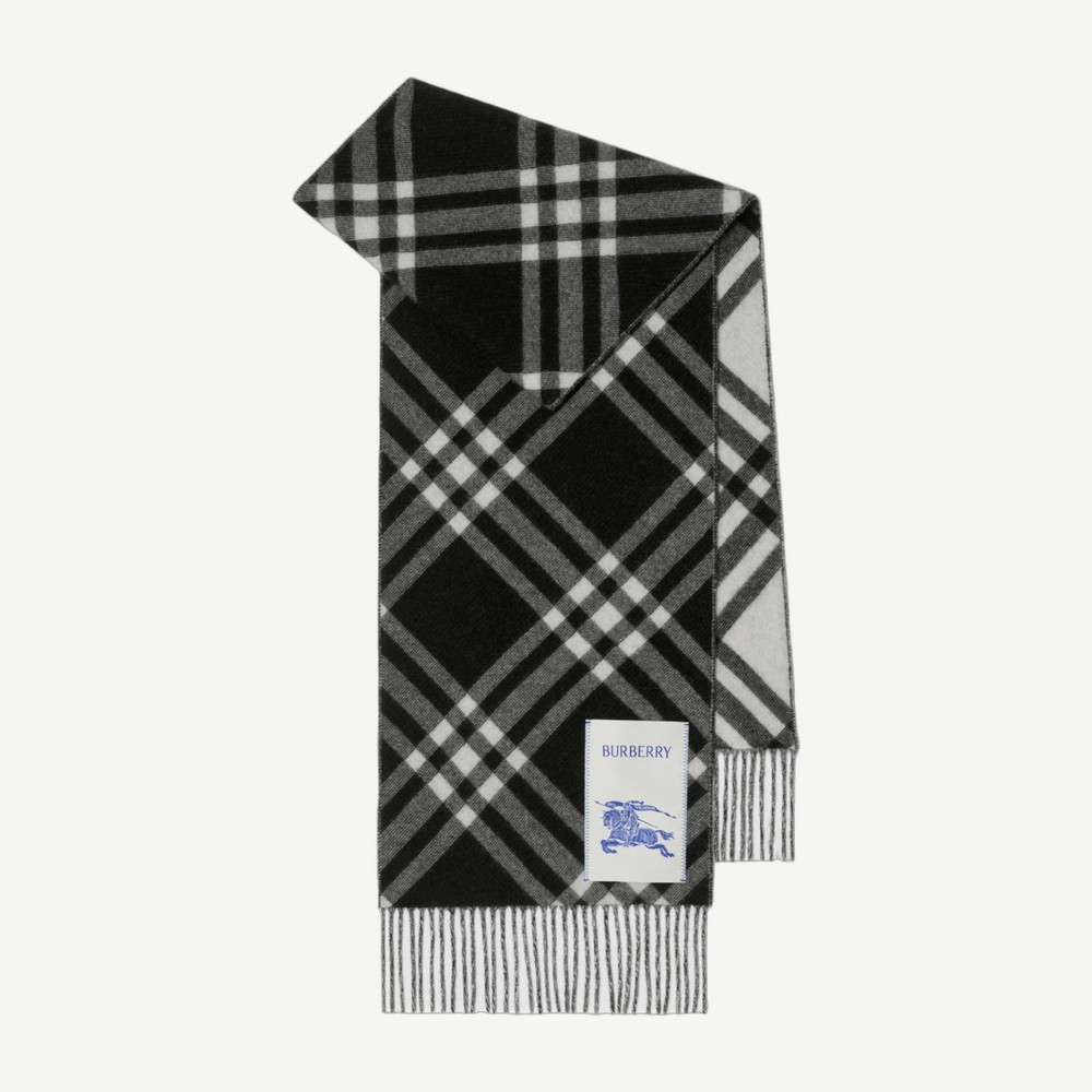 Check Cashmere Scarf Black