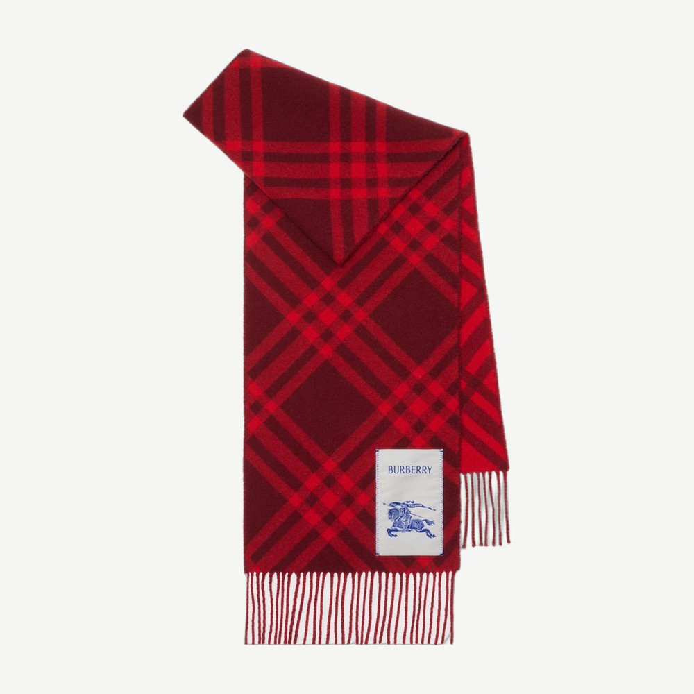 Check Cashmere Scarf Oxblood Red