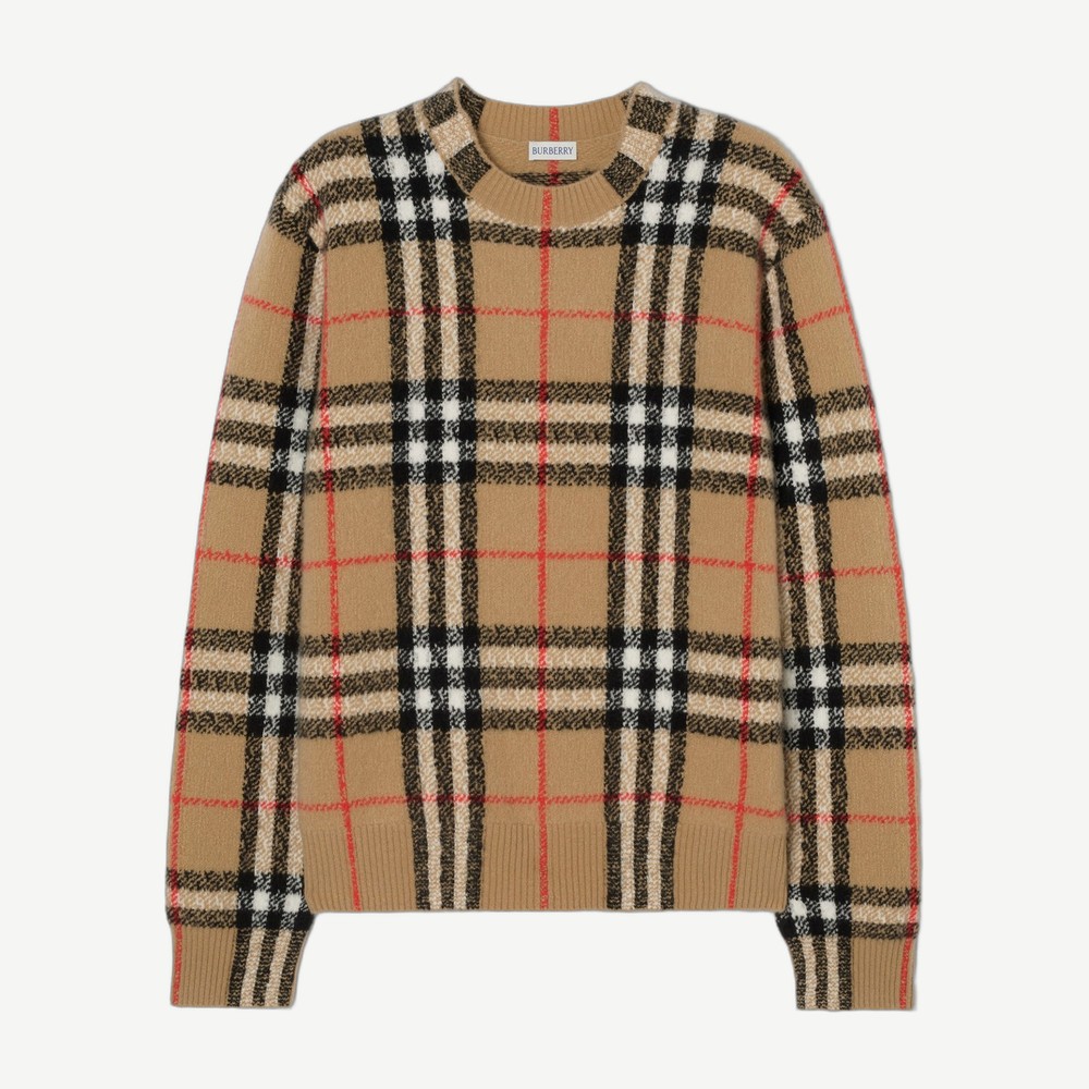 Check Cashmere Sweater Beige