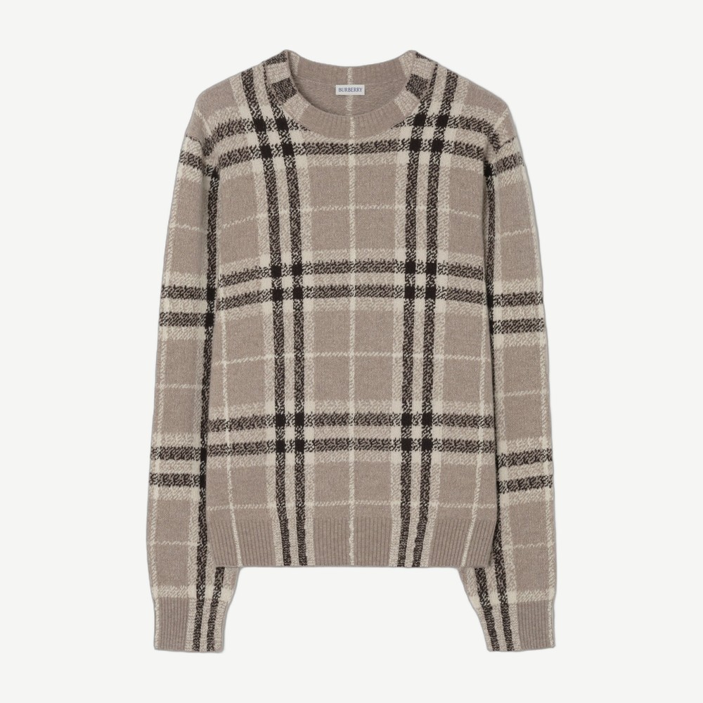 Check Cashmere Sweater Grey
