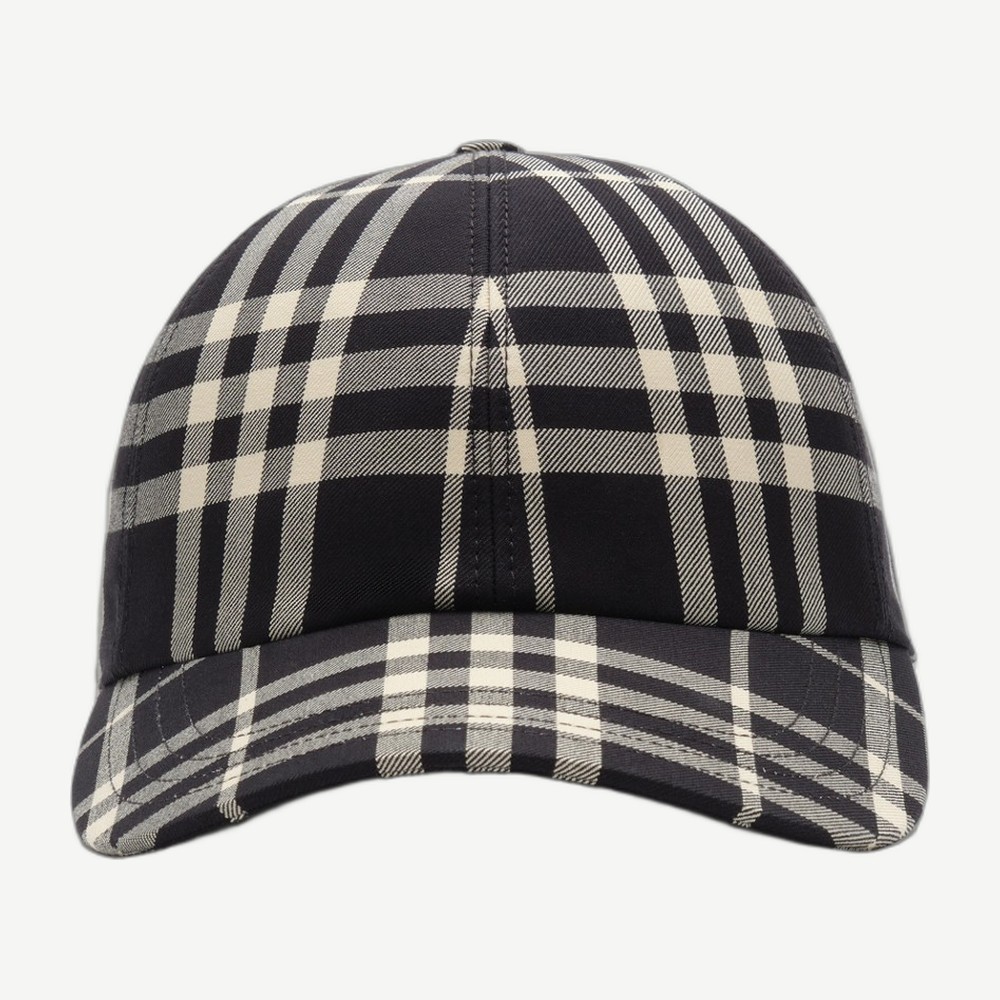Check Cotton Baseball Cap Black