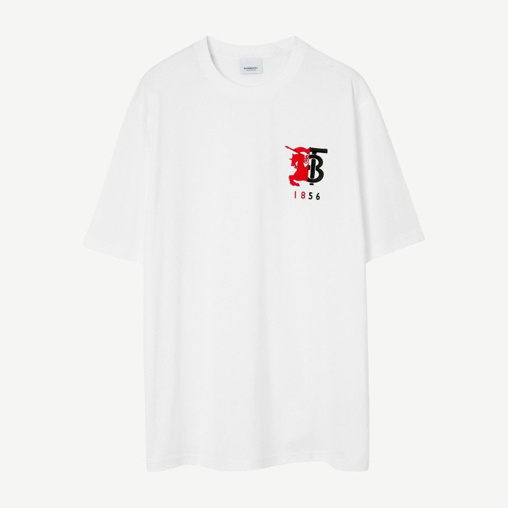 Contrast Logo Graphic Cotton T Shirt White
