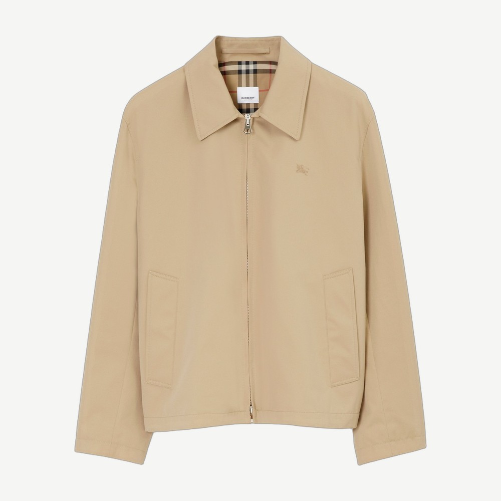 Cotton Gabardine Harrington Jacket Beige