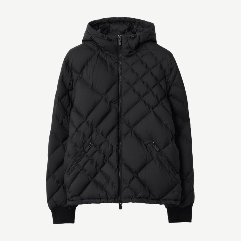Doversgreen Check Knit Nylon Down Jacket Black