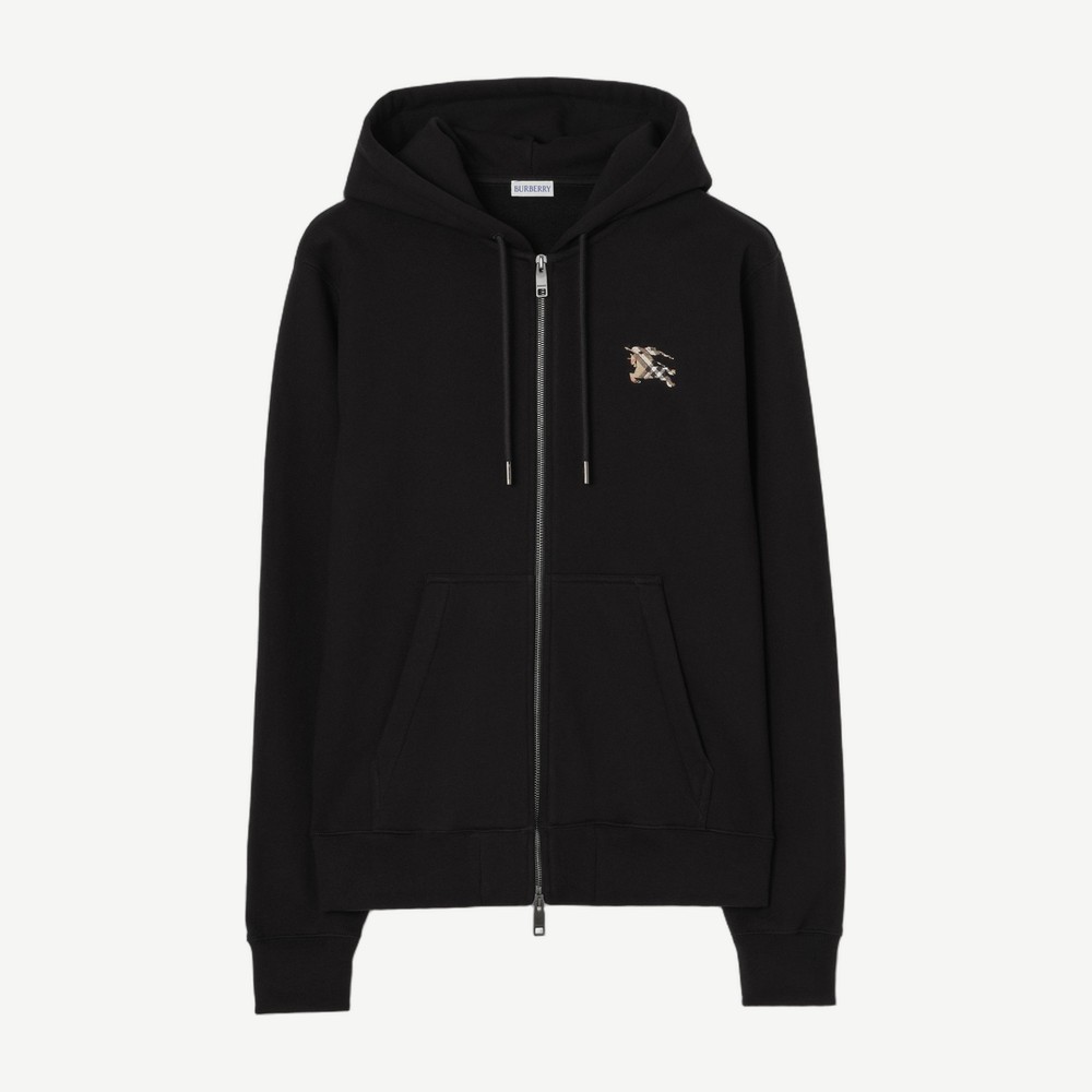EKD Check Cotton Zip Hoodie Black