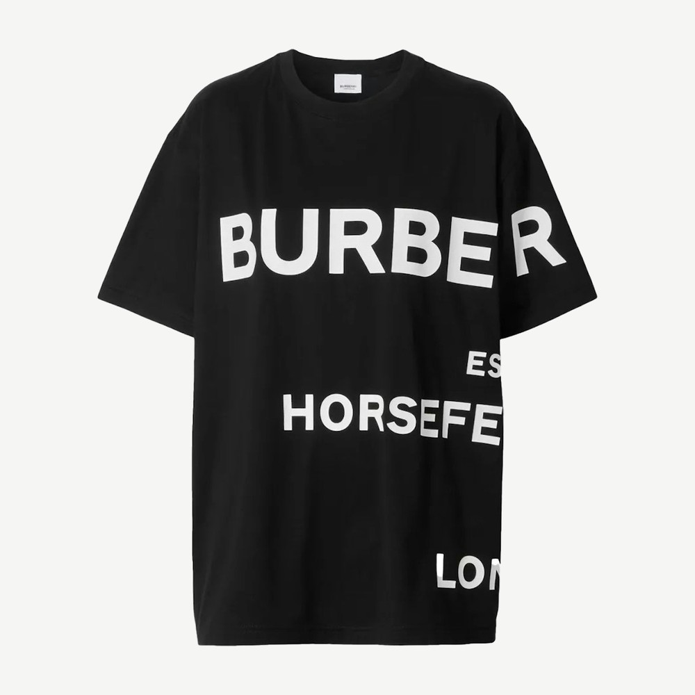 Horseferry Print Cotton Oversized T Shirt Black White