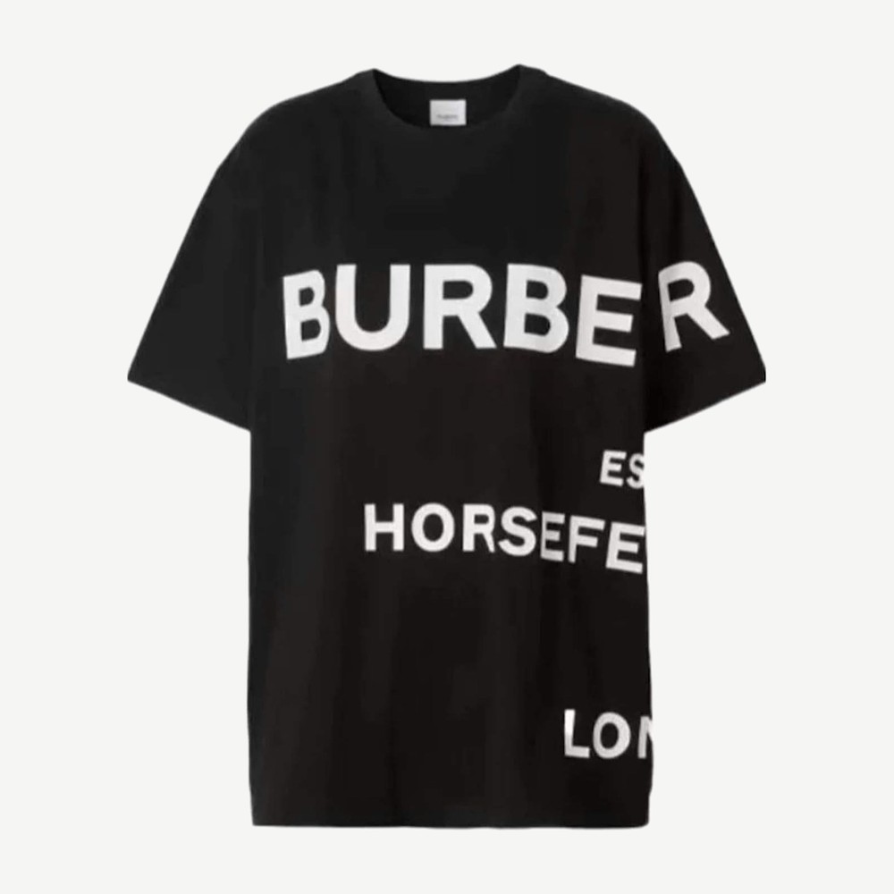 Horseferry Print Cotton T Shirt Black White