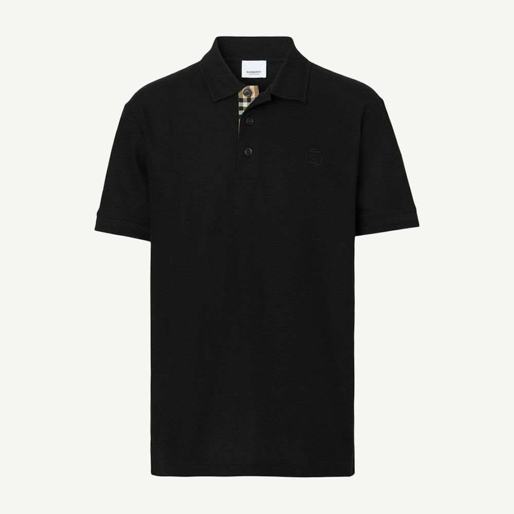 Monogram Motif Cotton Pique Polo Black Archive Beige