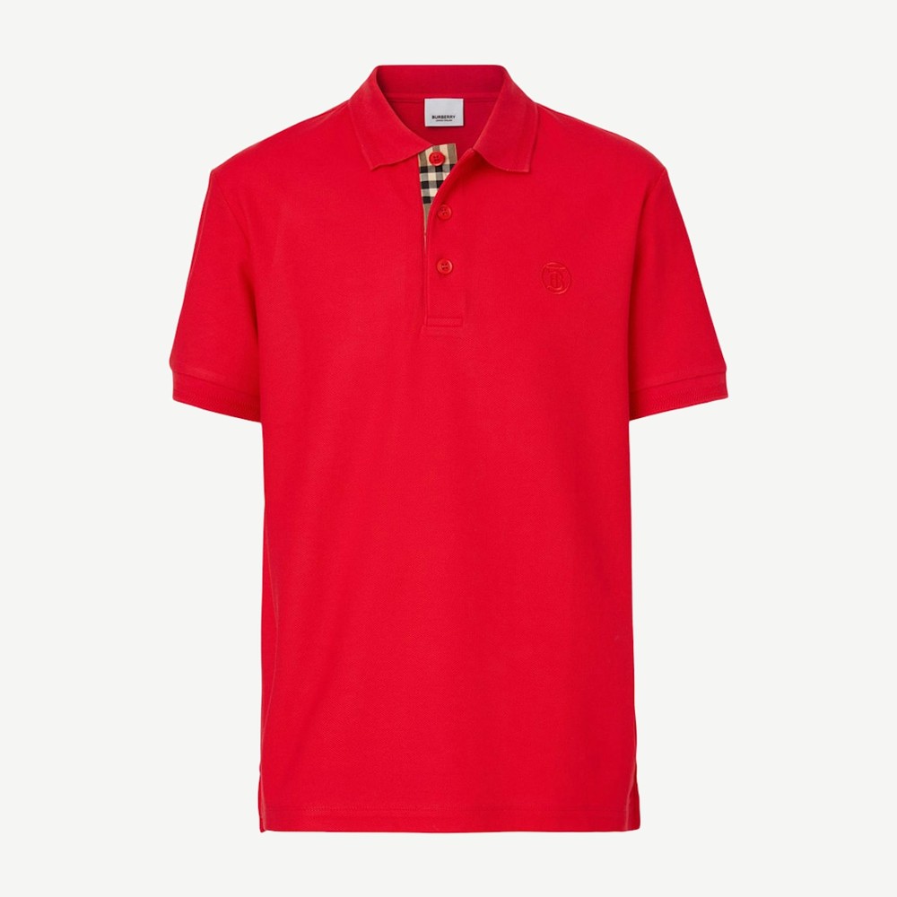 Monogram Motif Cotton Pique Polo Bright Red Archive Beige