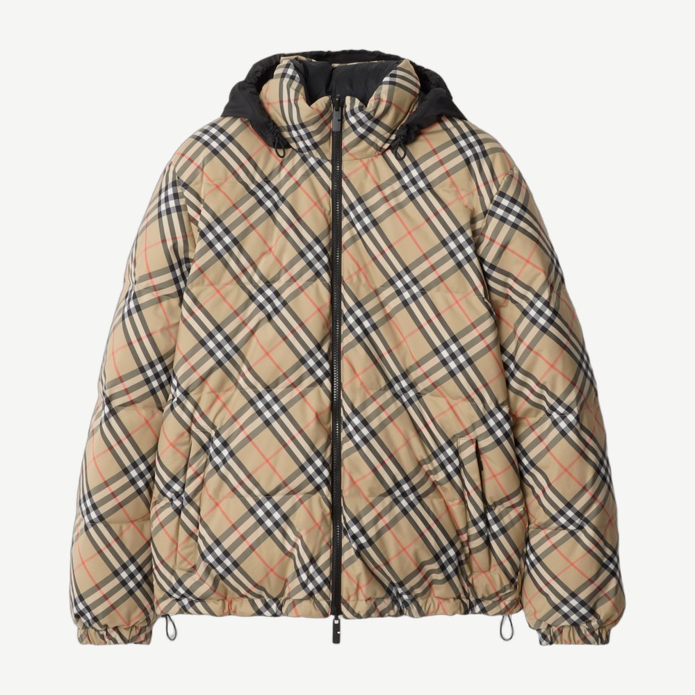 Snowdon Reversible Check Down Jacket Beige