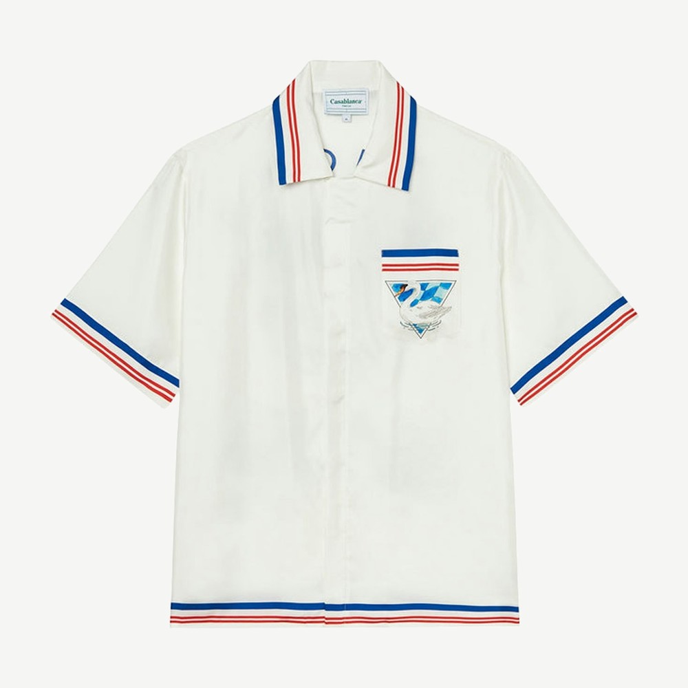 Par Avion Silk Shirt White Blue Red