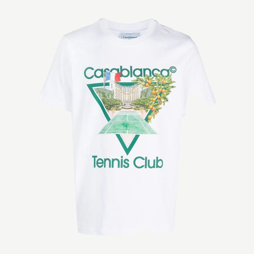 Tennis Club Print T Shirt White